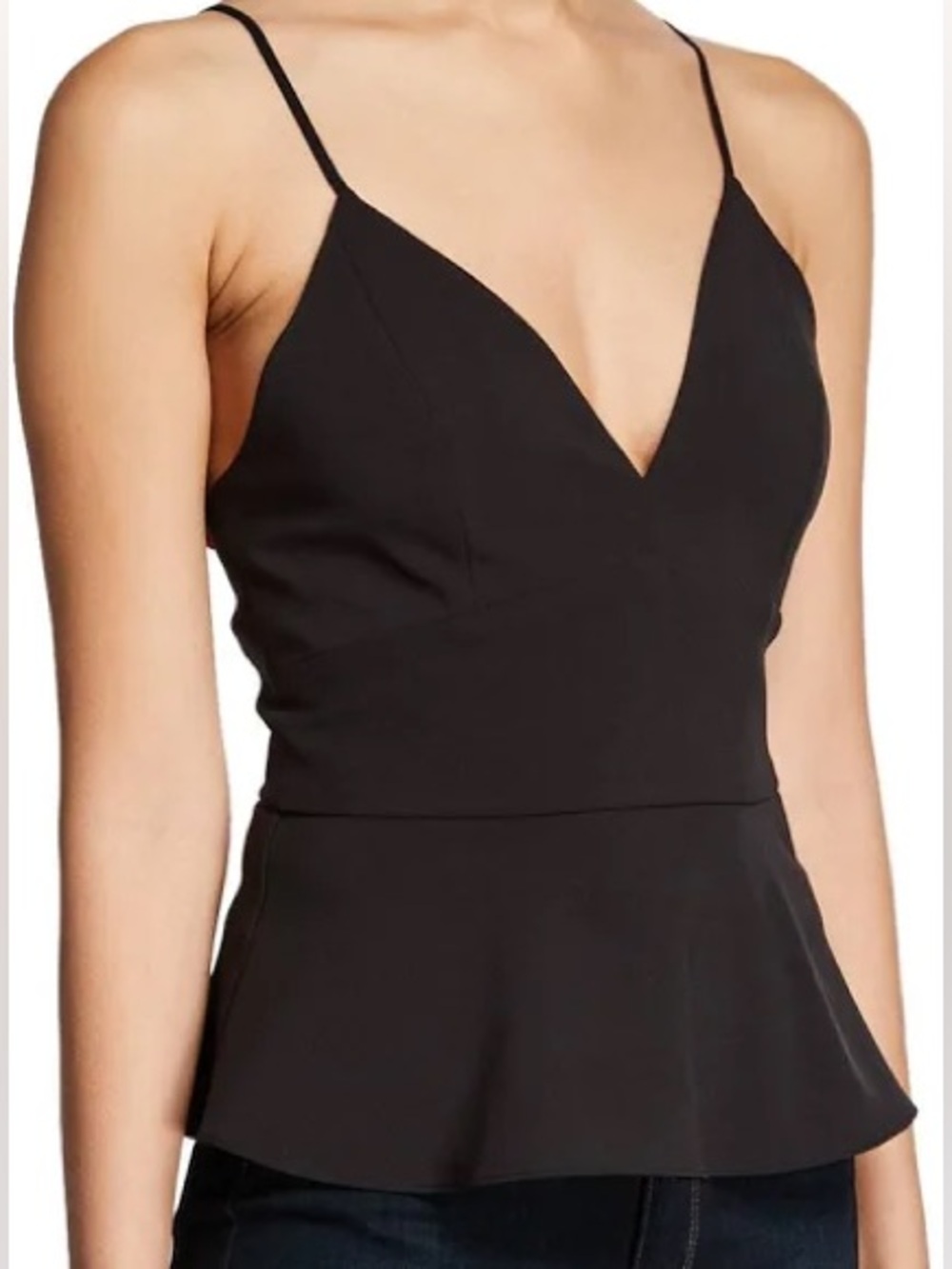 Parker Black V-Neck Peplum Cami Top